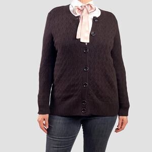 Pendleton Brown Cable Knit Cardigan Sweater Sz XXL